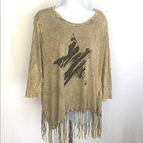 Fringed Mineral Washed Lone Star Shirt