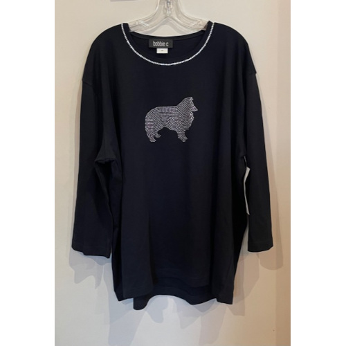 Black Sequined Shetland Sheepdog Shirt